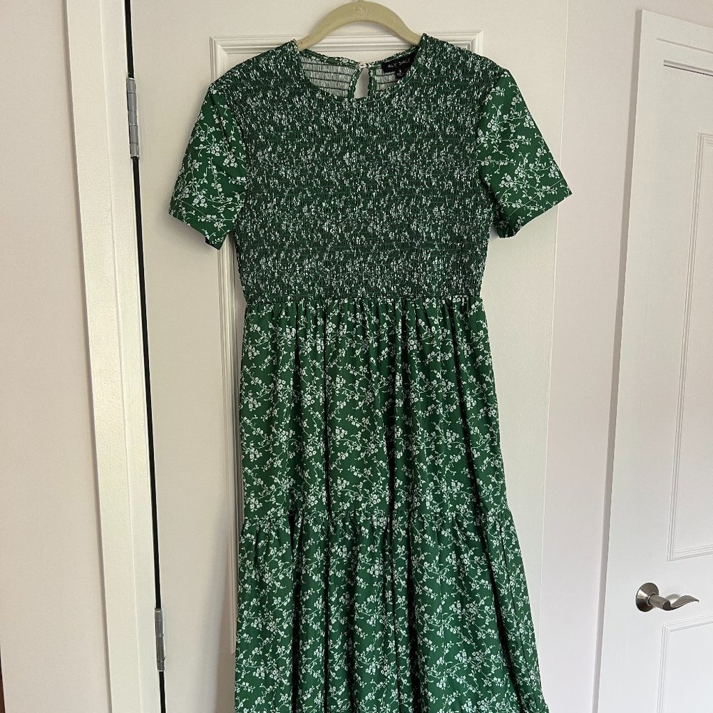 Tiered Green Floral Dress